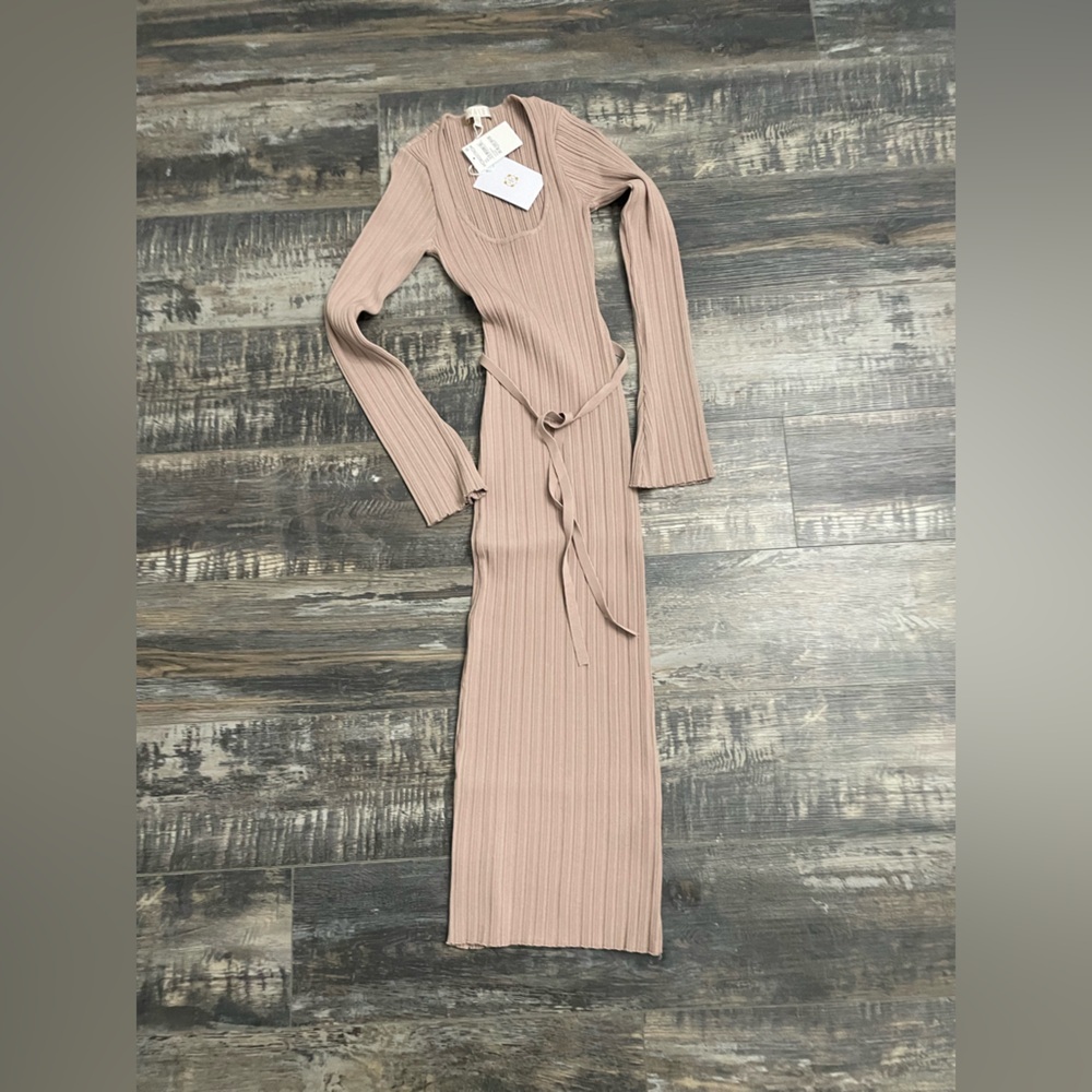 NWT WAYF Tan Ribbed Knit Dress
